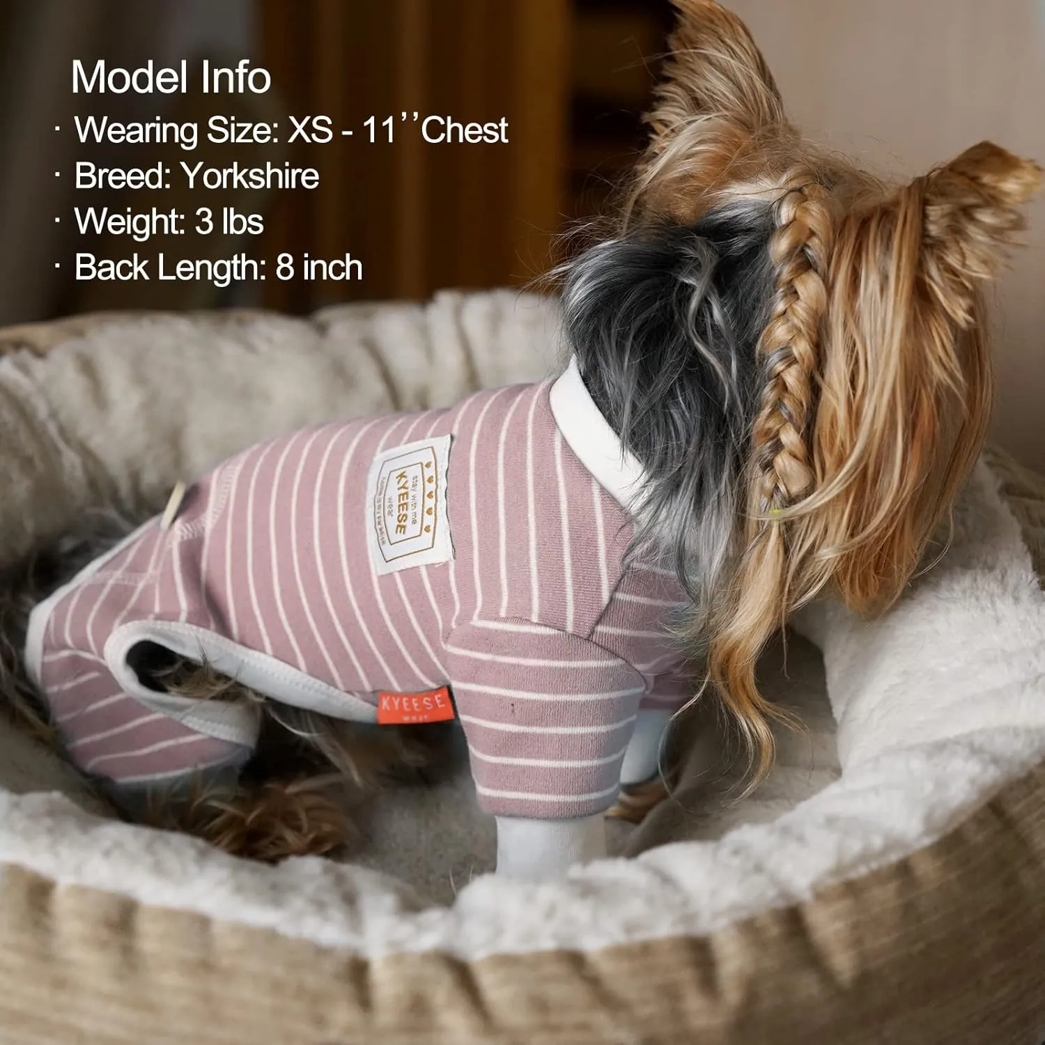 KYEESE Dog Pajamas Stretchable Dog Jumpsuit 4 Legs Strip PJS Pet Puppy Cat Pajamas Lightweight