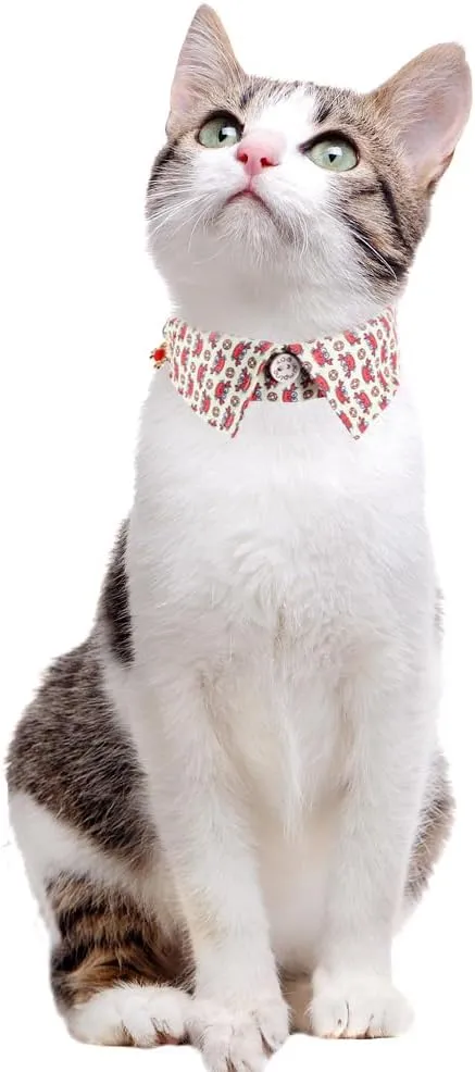 Lamphyface 2 Pack/Set Cat Collar Breakaway with Cute Bow Tie and Bell for Kitty Kitten Adjustable Safety