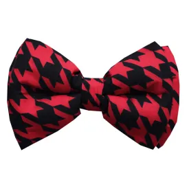 Lana Paws Adjustable Houndstooth Silk Dog Bowtie, Red and Black