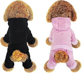 LifeWheel Hoodie, Pet Jumpsuit Fleece Sweatshirt Buttons, Clothes, LifeWheel Cold Weather Coats, Pajamas, Winter Warm Cotton Puppy Hoodie 4 Legs Small Medium Large Dogs Cats Boy Girl Black   Pink
