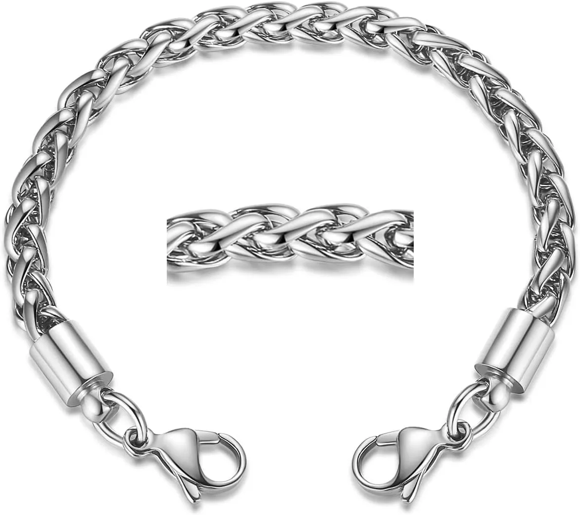LinnaLove-Stainless Steel Wheat Chain lnterchangeable Medical Alert Bracelets - (Just Chain)