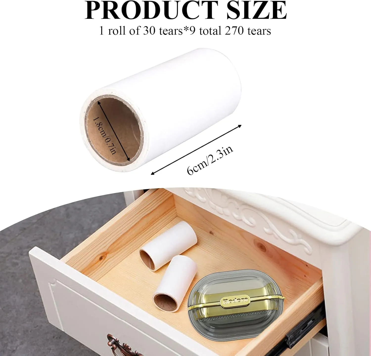 Lint Roller Refills, Extra Sticky Sheets for Travel Portable Mini Dog Cat Pet Hair Remover, Clothes Bag Dust Fuzz Fur Lint Remover, 9 Refills, 270 Sheets White