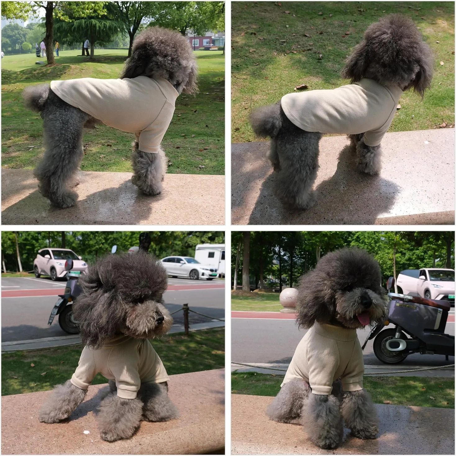 Lovelonglong Ribbed Dog T-Shirt Cotton Knitted Dog Sweaters for All Season Pet T-Shirts for Large Medium Small Dogs Beige 3XL