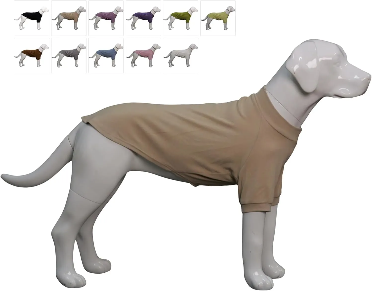 Lovelonglong Ribbed Dog T-Shirt Cotton Knitted Dog Sweaters for All Season Pet T-Shirts for Large Medium Small Dogs Beige 3XL