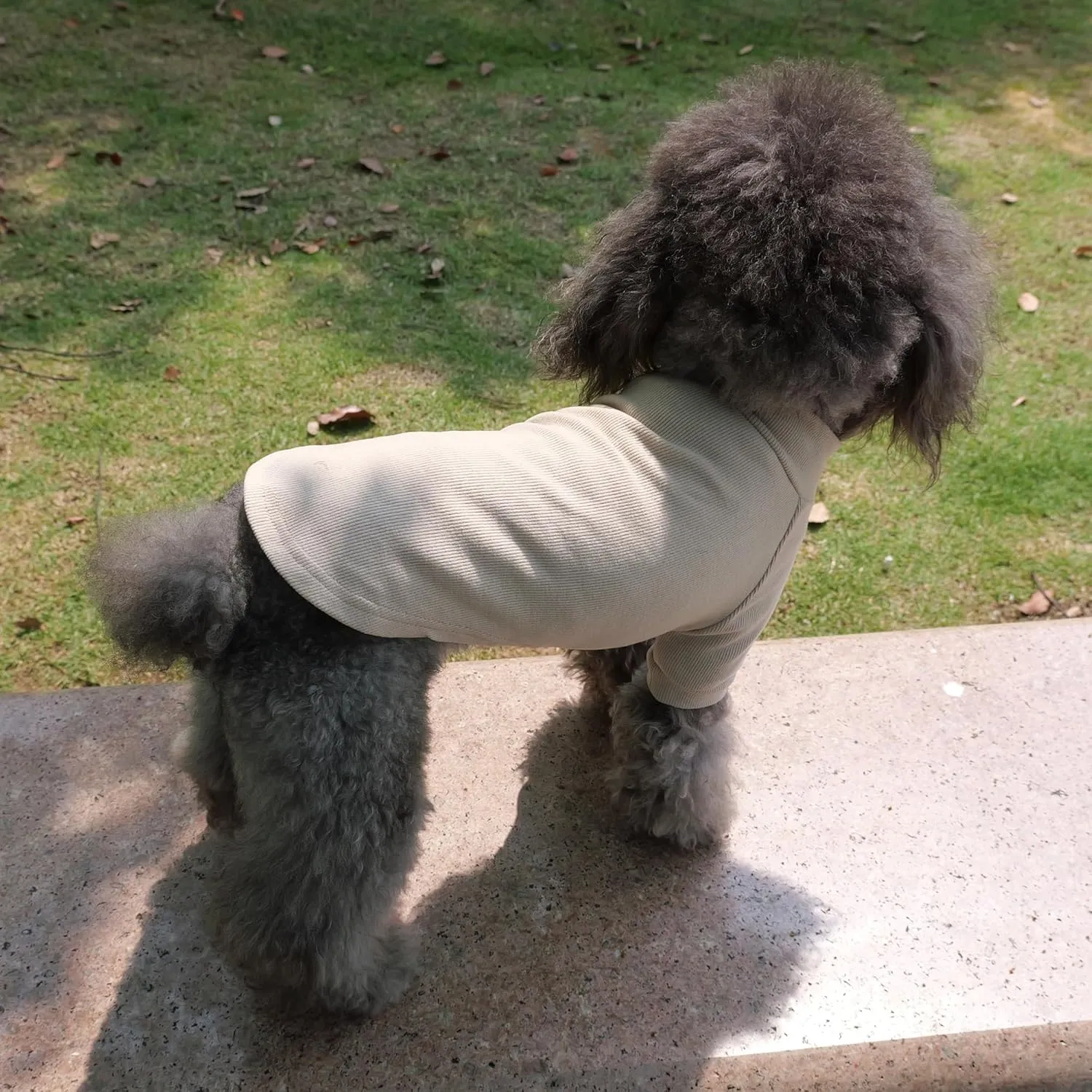 Lovelonglong Ribbed Dog T-Shirt Cotton Knitted Dog Sweaters for All Season Pet T-Shirts for Large Medium Small Dogs Beige 3XL