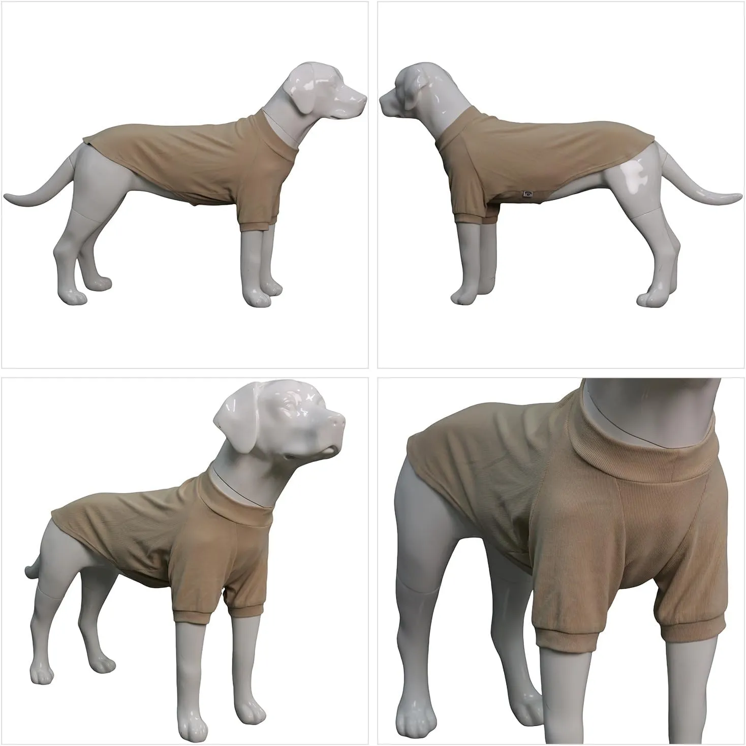 Lovelonglong Ribbed Dog T-Shirt Cotton Knitted Dog Sweaters for All Season Pet T-Shirts for Large Medium Small Dogs Beige 3XL