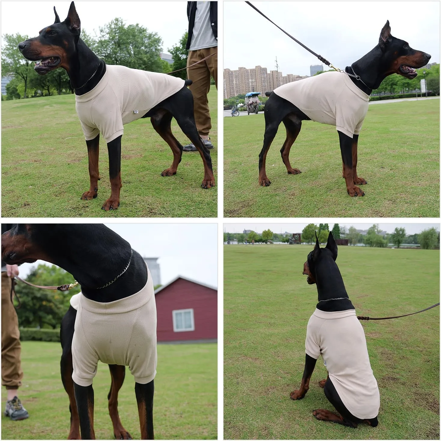 Lovelonglong Ribbed Dog T-Shirt Cotton Knitted Dog Sweaters for All Season Pet T-Shirts for Large Medium Small Dogs Beige 3XL