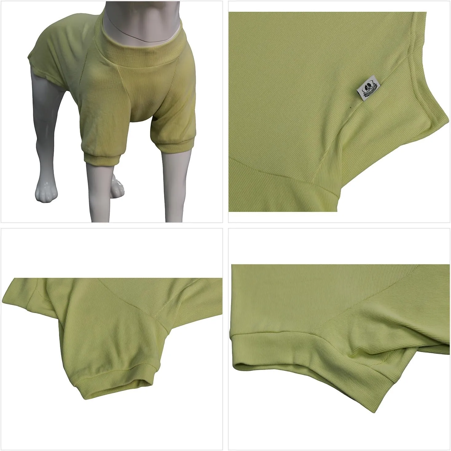 Lovelonglong Ribbed Dog T-Shirt Cotton Knitted Dog Sweaters for All Season Pet T-Shirts for Large Medium Small Dogs Chartreuse 3XL