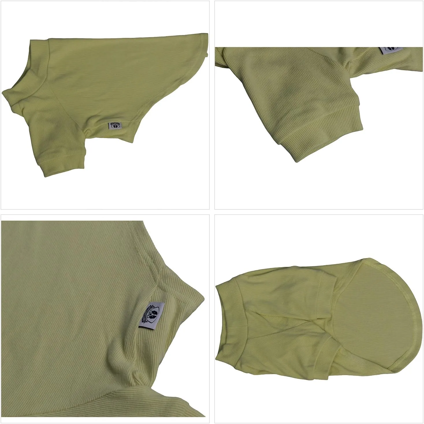 Lovelonglong Ribbed Dog T-Shirt Cotton Knitted Dog Sweaters for All Season Pet T-Shirts for Large Medium Small Dogs Chartreuse 3XL