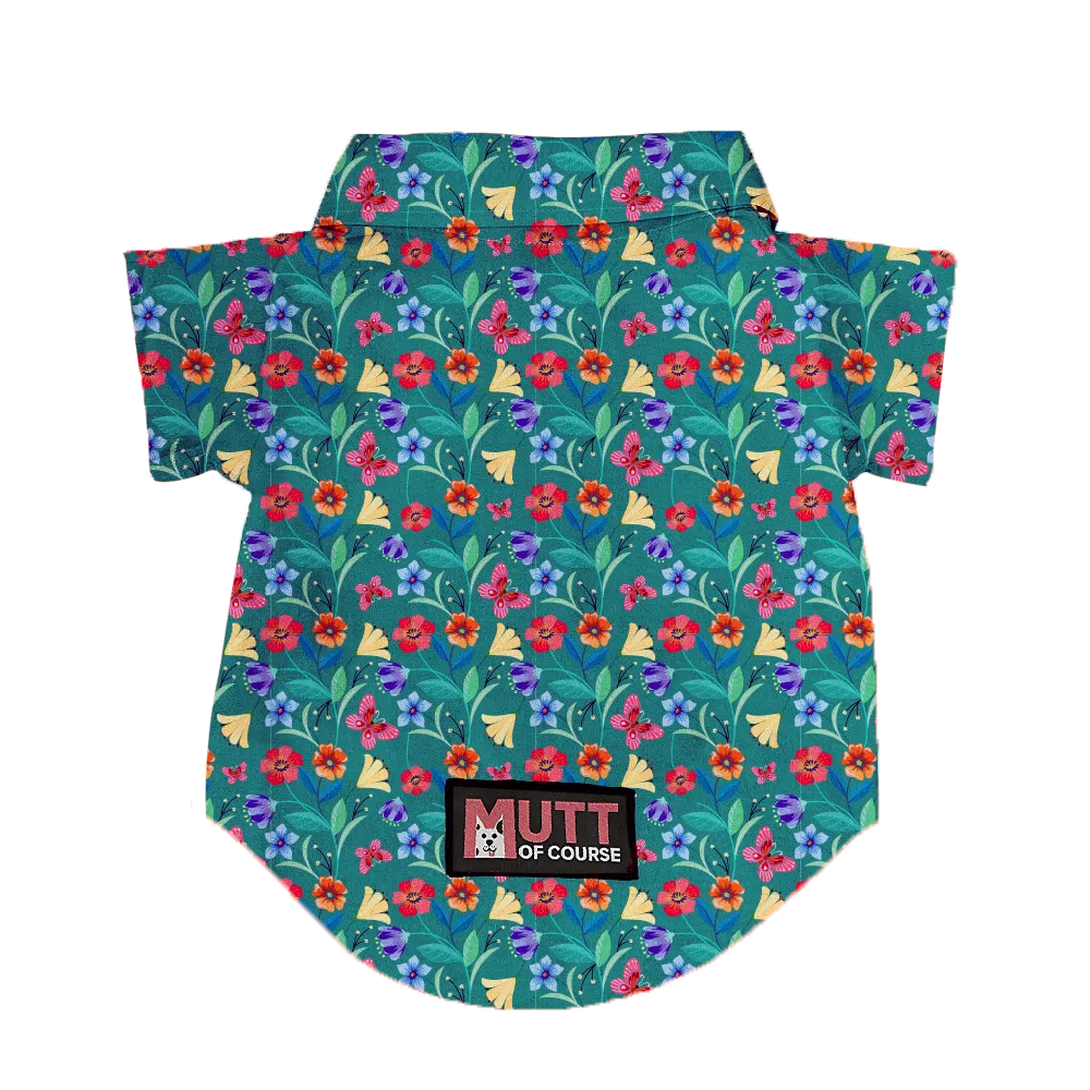Matching Garden Green Dog Shirt & Dog Bow Tie  | Adjustable Bow Tie for Dogs | Breathable Fabric Shirt for Dogs
