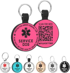 MYLUCKYTAG QR Code Service Dog Tag - Pet Online Profile - Scan QR Receive Instant Pet Location Alert Email