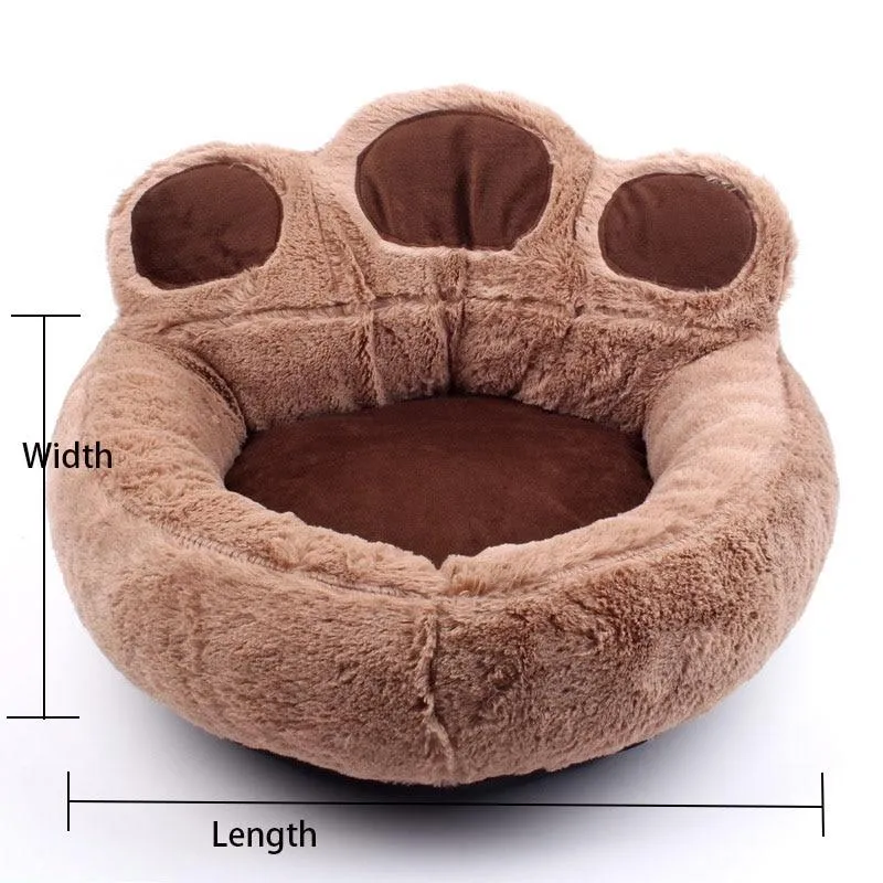 Paw Shape Pet Bed -  Soft Fleece - Plush Lounger