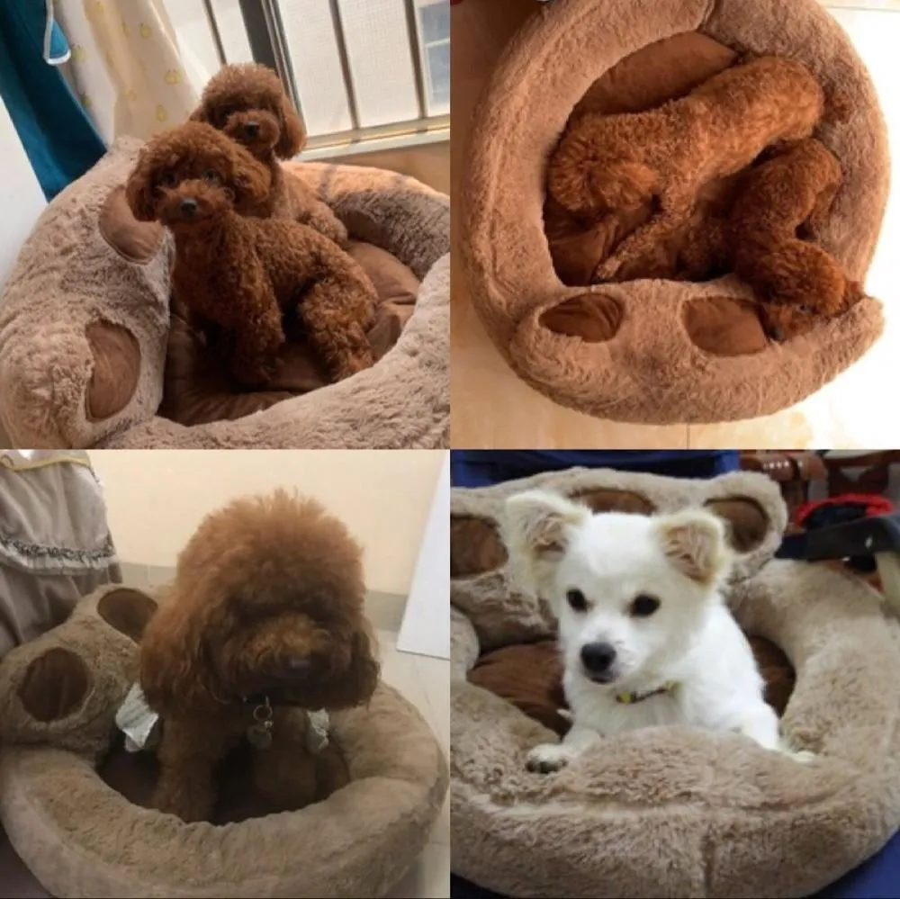 Paw Shape Pet Bed -  Soft Fleece - Plush Lounger