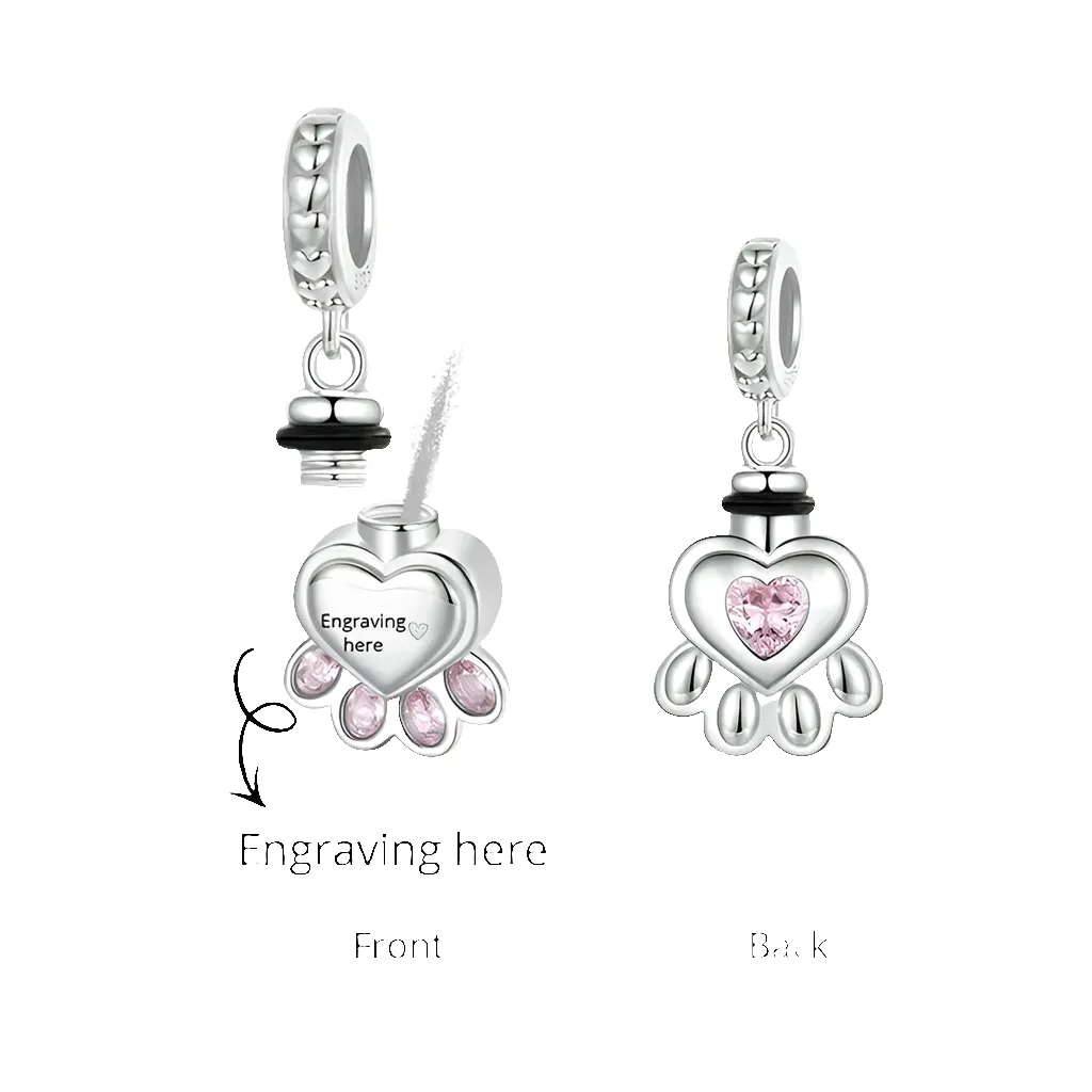 Paw Urn for Ashes Dangle Charm