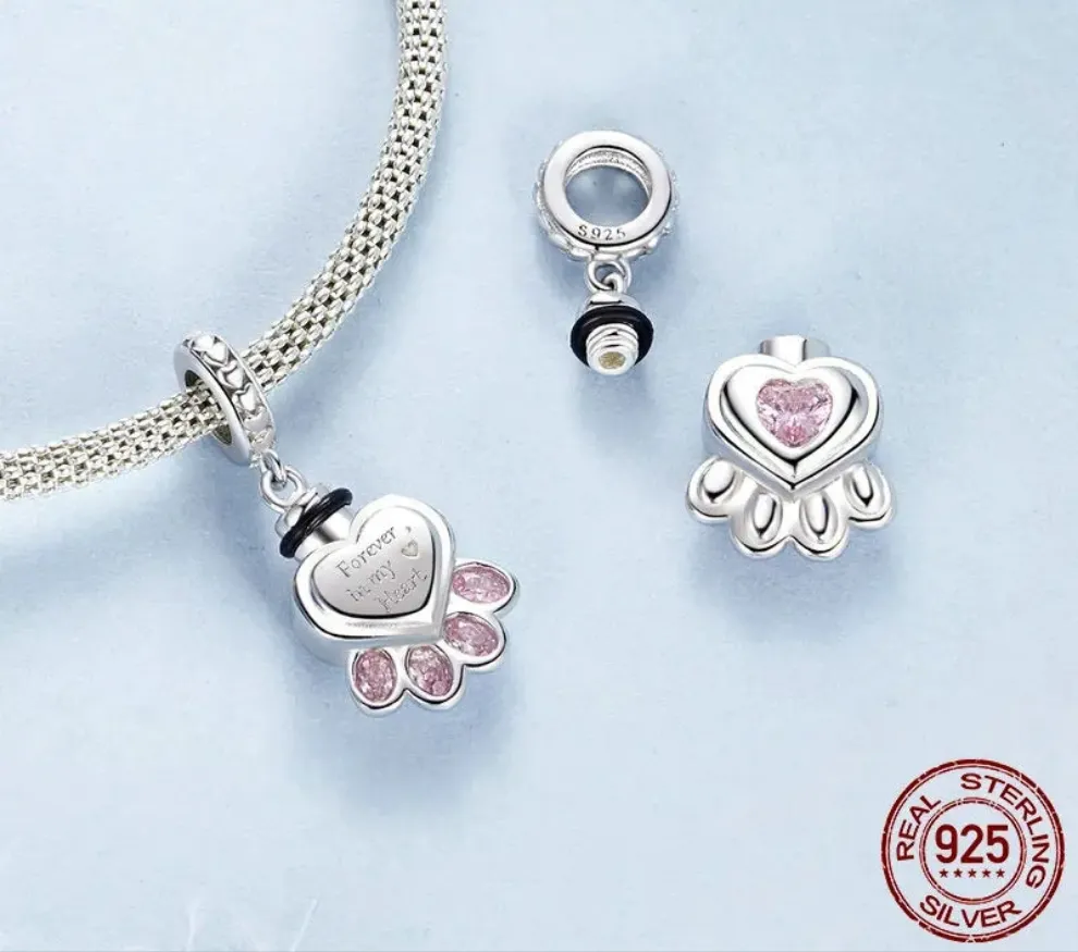 Paw Urn for Ashes Dangle Charm