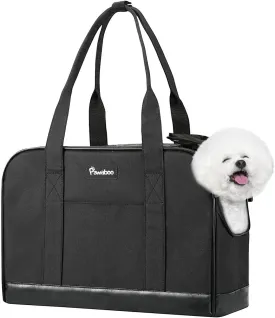 Pawaboo Dog Purse Carrier, Pet Carrier Tote with Pockets, Breathable Soft-Sided Pet Bag with Adjustable Safety Tether Strap for Shopping Travel, Pet Carrier Purse for Small Medium Dog Cat, Black