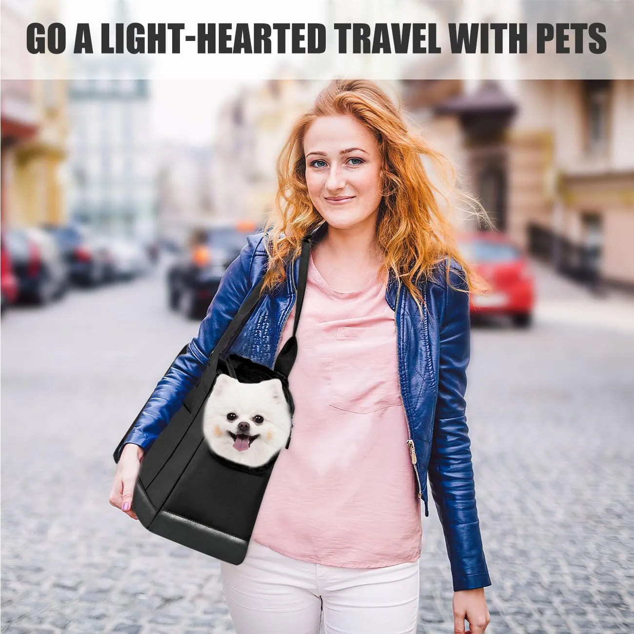 Pawaboo Dog Purse Carrier, Pet Carrier Tote with Pockets, Breathable Soft-Sided Pet Bag with Adjustable Safety Tether Strap for Shopping Travel, Pet Carrier Purse for Small Medium Dog Cat, Black