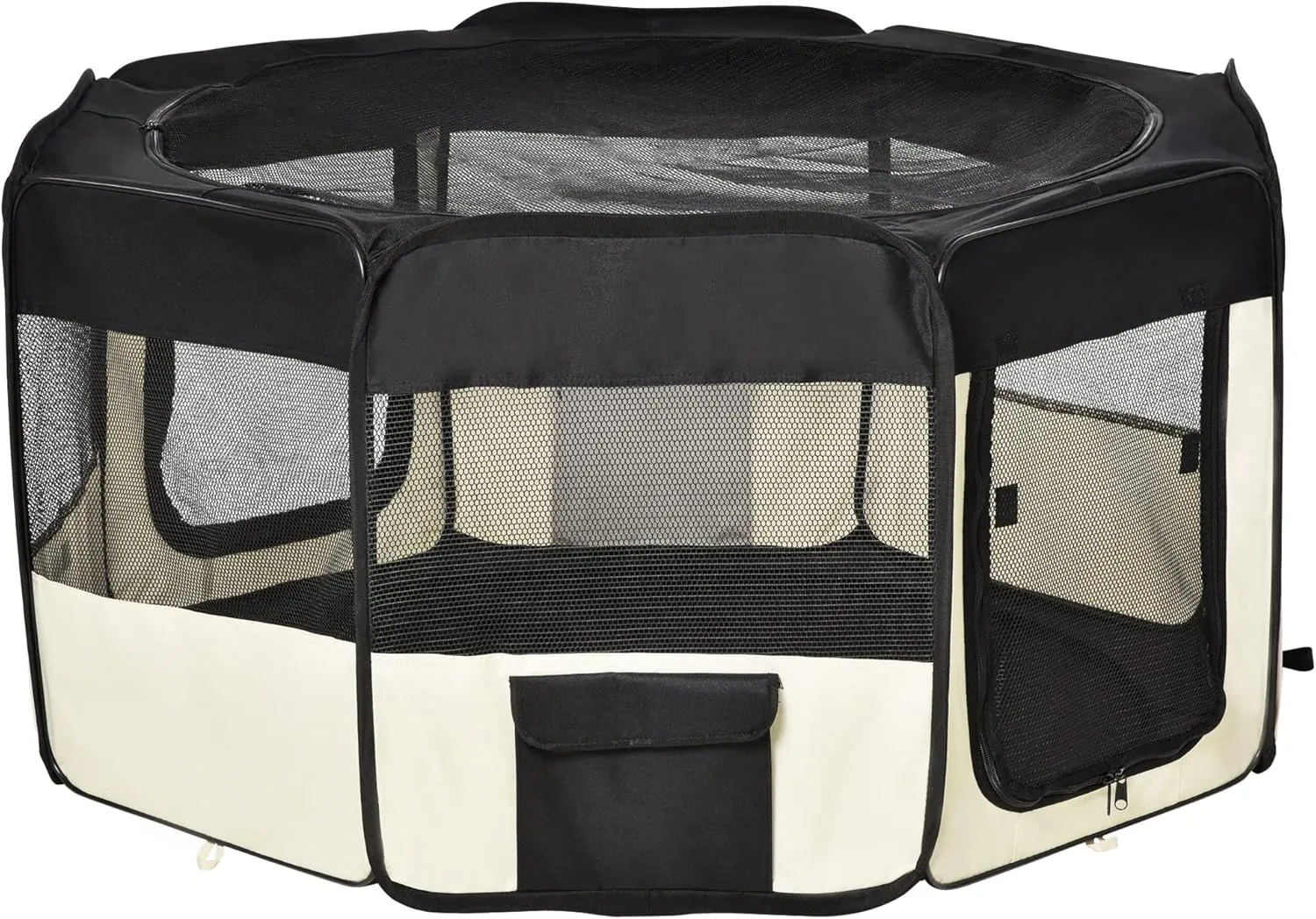 PawHut 47.25 inch Soft Pet Playpen, Folding Puppy Kennel, Dog Tent, Cat Exercise Crate, w/Bag, Beige