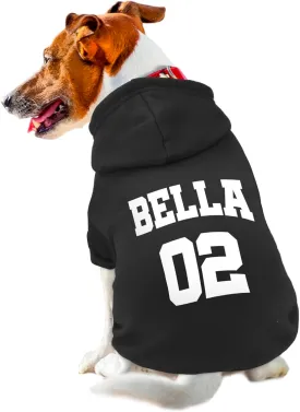 Personalized Dog Hoodie, Fleece Dog Hooded Jersey, Custom Pet Warm Pullover Sweatshirt with Name & Number, ID Clothes for Chihuahua Pupppy Kitten(Medium Black)