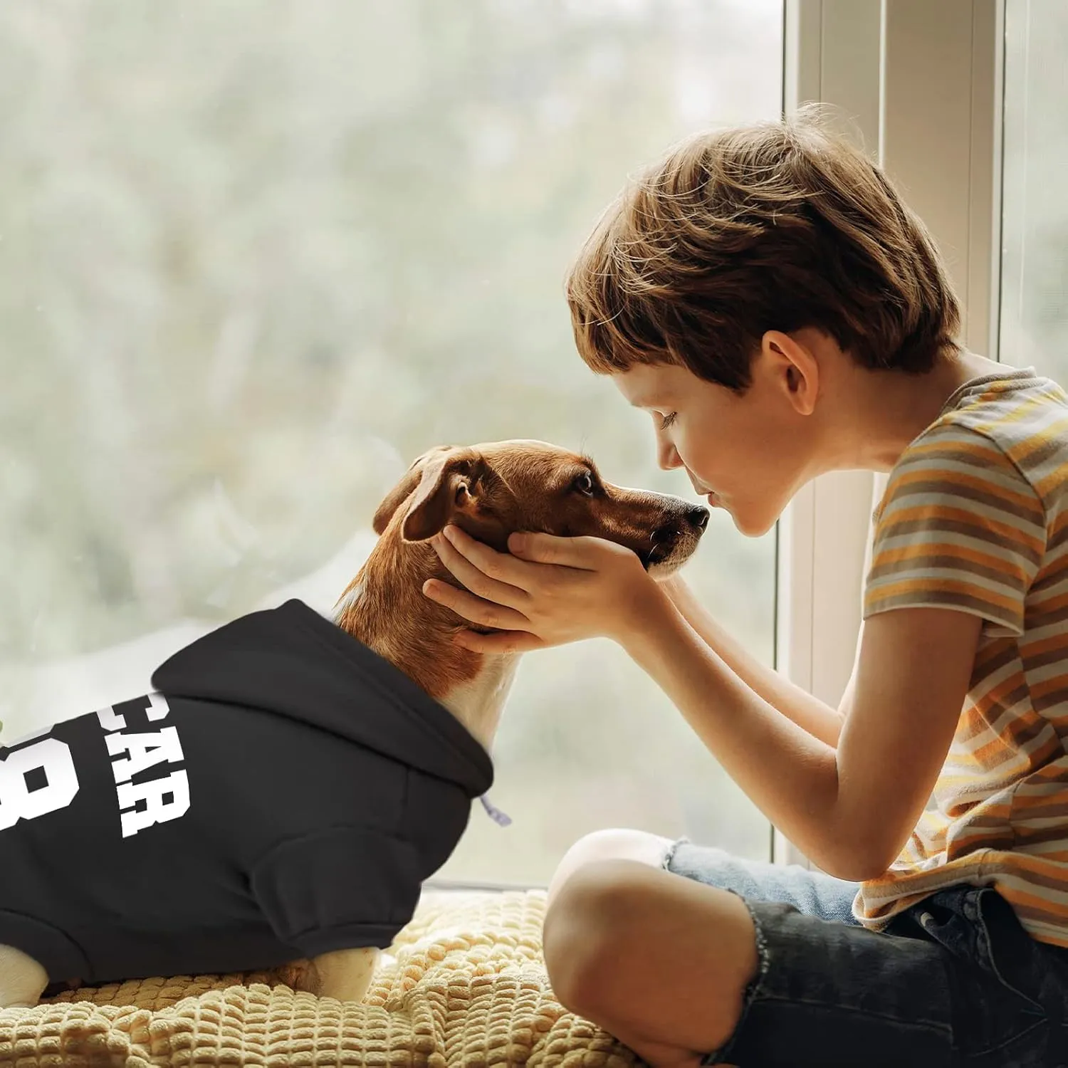 Personalized Dog Hoodie, Fleece Dog Hooded Jersey, Custom Pet Warm Pullover Sweatshirt with Name & Number, ID Clothes for Chihuahua Pupppy Kitten(Medium Black)