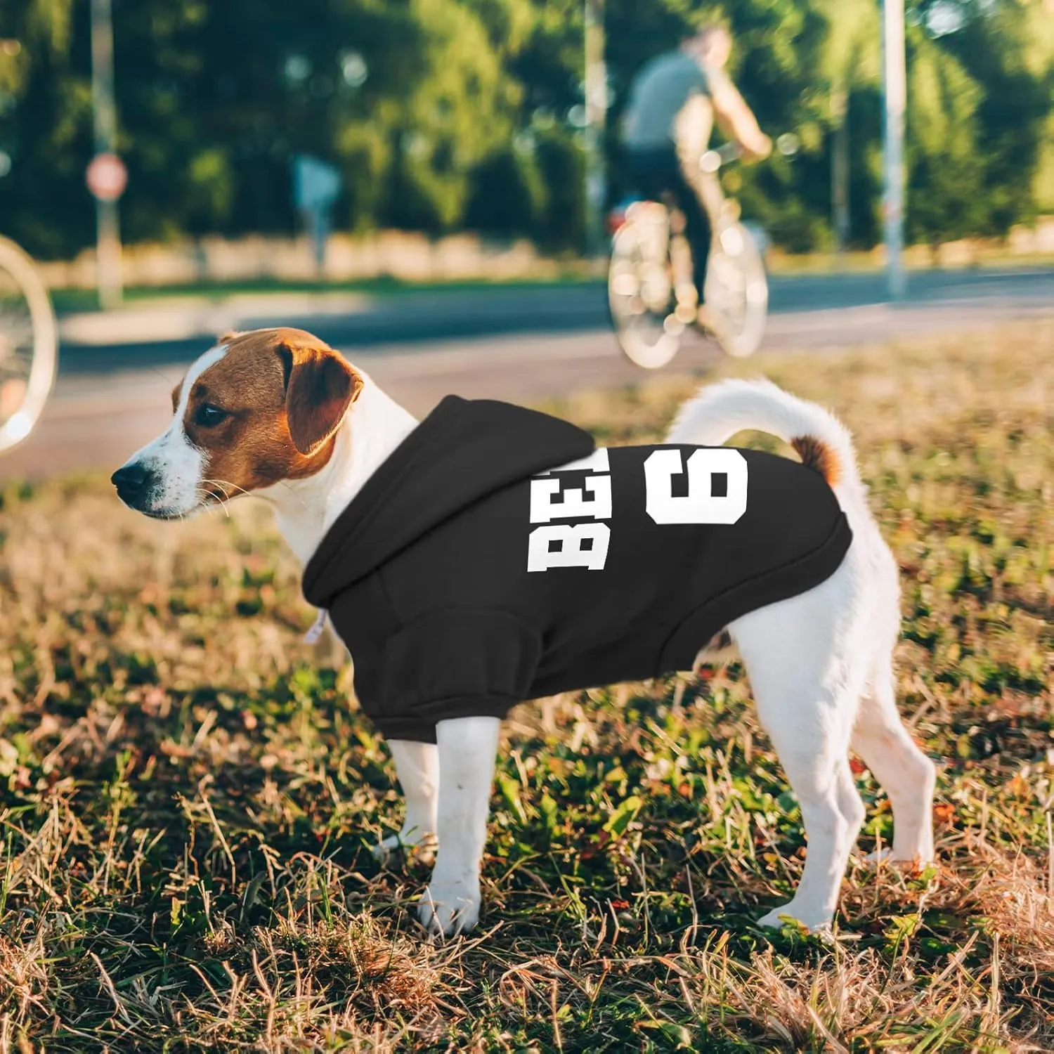 Personalized Dog Hoodie, Fleece Dog Hooded Jersey, Custom Pet Warm Pullover Sweatshirt with Name & Number, ID Clothes for Chihuahua Pupppy Kitten(Medium Black)