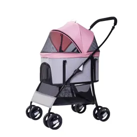 Pet Stroller for Cats,Foldable Dog Cat Stroller | Breathable Visible Mesh, Storage Basket, Small Medium Dog Cats Carrier for Travel