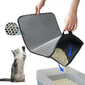 PETKARAY Cat Litter Mat, Litter Box Mat with Hidden Handle, Upgraded Anti-Slip Back Layer, Large Scatter Control and Urine-Proof Litter Trapping Mat for Kitty