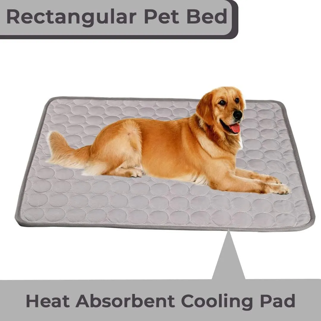 Petvit Rectangular Dog & Cat Bed|Premium Cool Ice Silk with Polyester with Bottom Mesh|Multi-Utility Self-Cooling Pad for Dog & Cat|Light-Weight & Durable Dog Bed|ZQCJ001G-XL|Grey