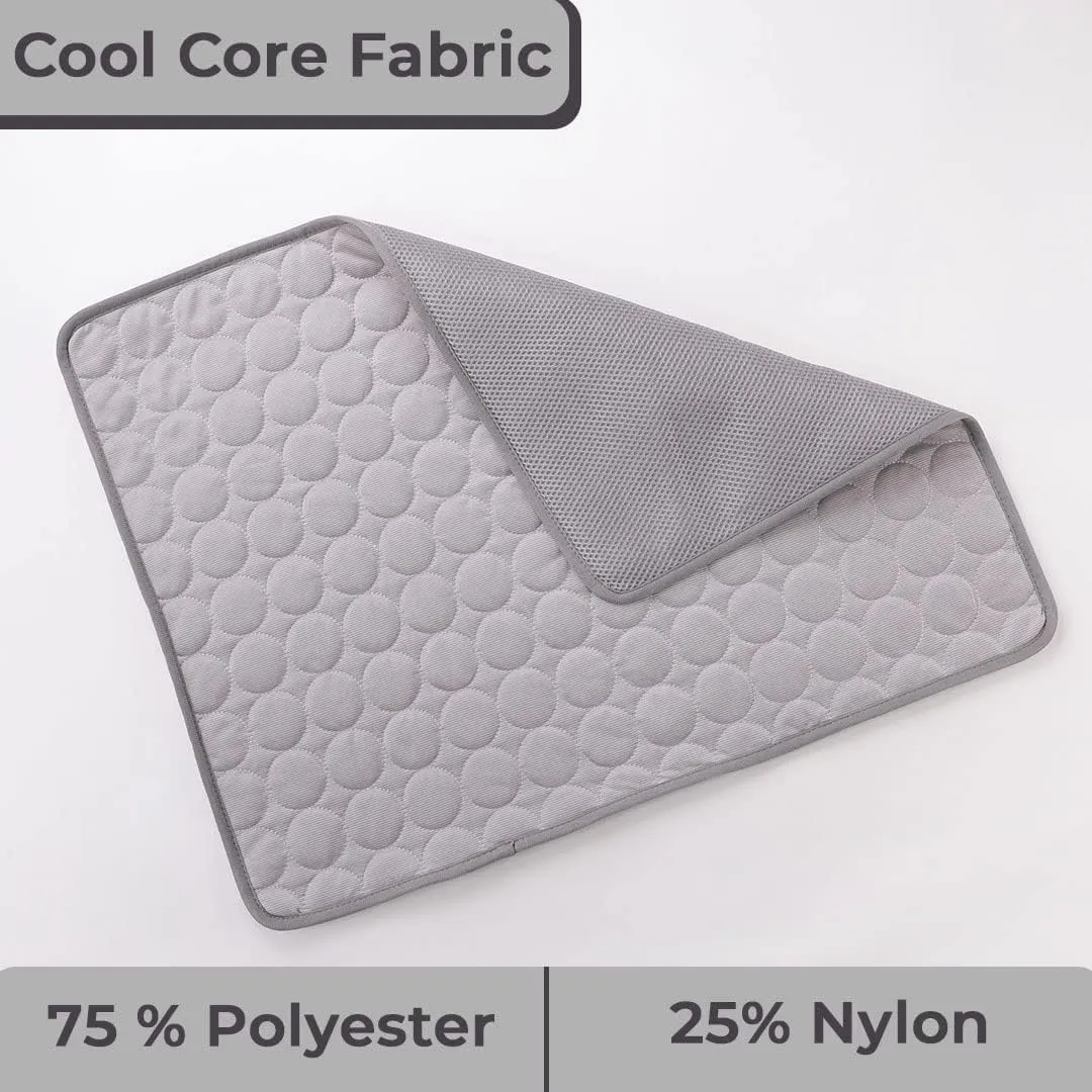 Petvit Rectangular Dog & Cat Bed|Premium Cool Ice Silk with Polyester with Bottom Mesh|Multi-Utility Self-Cooling Pad for Dog & Cat|Light-Weight & Durable Dog Bed|ZQCJ001G-XL|Grey