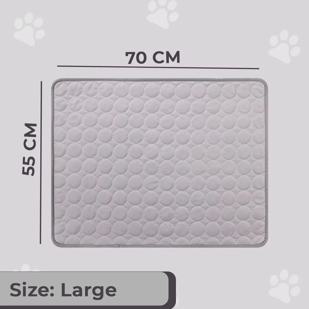 Petvit Rectangular Dog & Cat Bed|Premium Cool Ice Silk with Polyester with Bottom Mesh|Multi-Utility Self-Cooling Pad for Dog & Cat|Light-Weight & Durable Dog Bed|ZQCJ001G-XL|Grey