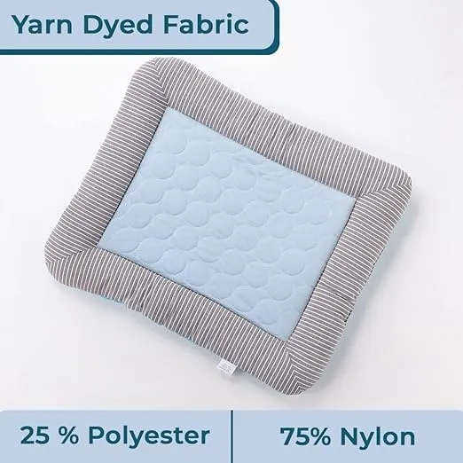 Petvit Rectangular Dog & Cat Bed|Yarn Dyed Oxford Cloth|Nylon and Polyester with Cotton Filling|Self-Cooling Bed for Dog & Cat|Small Light-Weight & Durable Dog Bed|ZQCJ005B-L|Blue