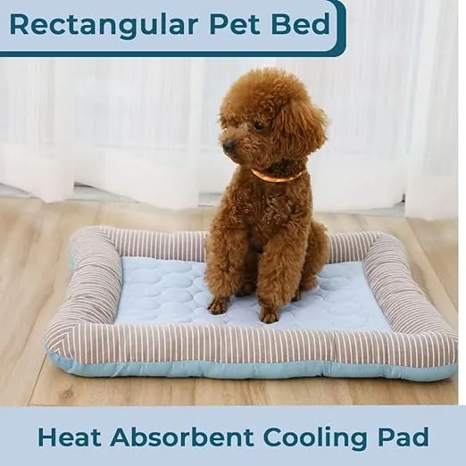 Petvit Rectangular Dog & Cat Bed|Yarn Dyed Oxford Cloth|Nylon and Polyester with Cotton Filling|Self-Cooling Bed for Dog & Cat|Small Light-Weight & Durable Dog Bed|ZQCJ005B-L|Blue