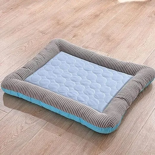 Petvit Rectangular Dog & Cat Bed|Yarn Dyed Oxford Cloth|Nylon and Polyester with Cotton Filling|Self-Cooling Bed for Dog & Cat|Small Light-Weight & Durable Dog Bed|ZQCJ005B-L|Blue