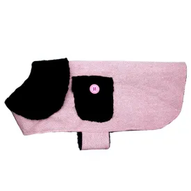 Pink Herringbone Dog Coat