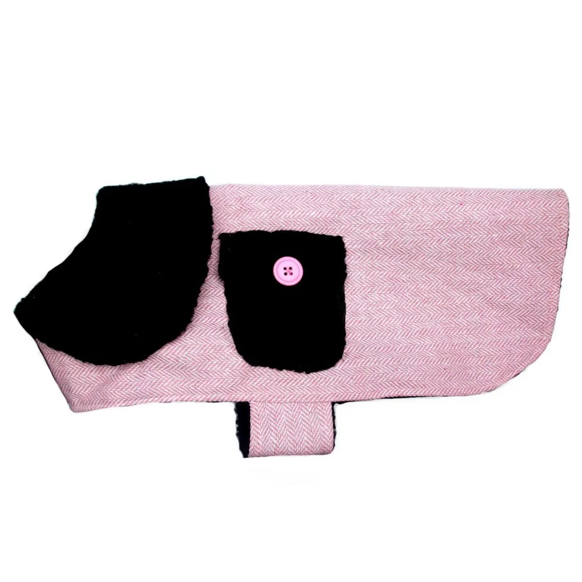 Pink Herringbone Dog Coat