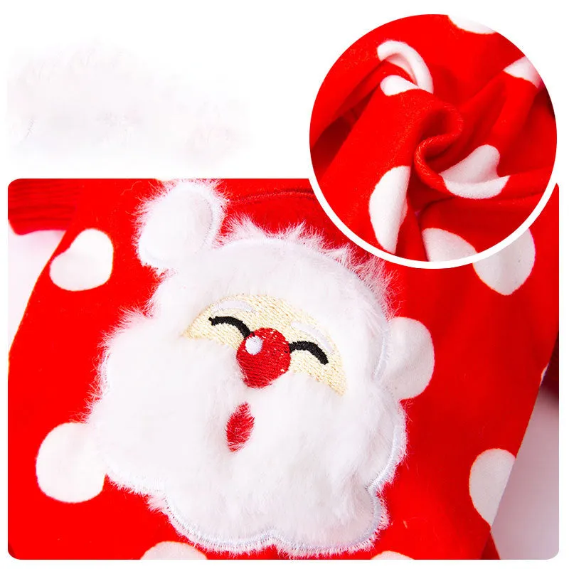 Polka Dot Santa Pet Four-Legged Jumpsuit