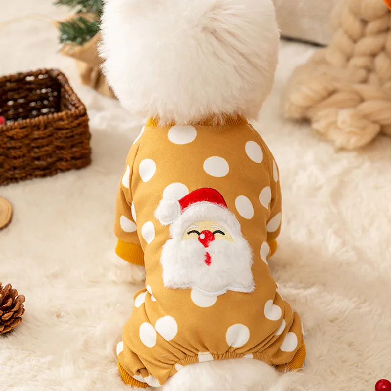 Polka Dot Santa Pet Four-Legged Jumpsuit
