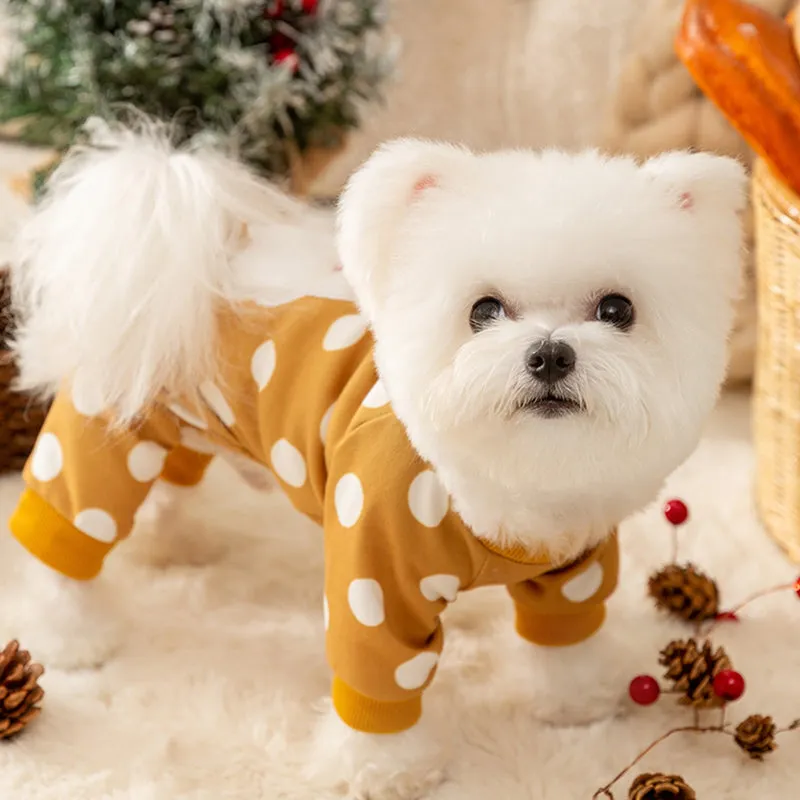 Polka Dot Santa Pet Four-Legged Jumpsuit