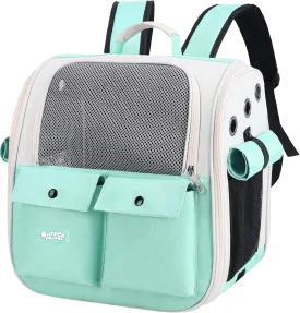 Portable Cat Carrier Backpack  Soft-Sided Travel Pet Backpack for Cats & Small Dogs, Breathable & Comfortable Bag Pet Carrier for Kittens & Puppies, Airline Friendly Pet Travel Carrier (Turquoise)
