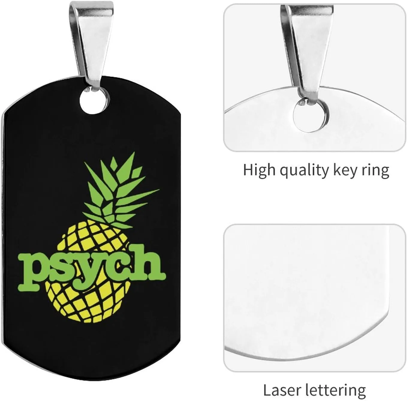 Psych Pineapple Stainless Steel Pet ID Tags Personalized Dog and Cat Tags Cute Collar Tags Dog Tags