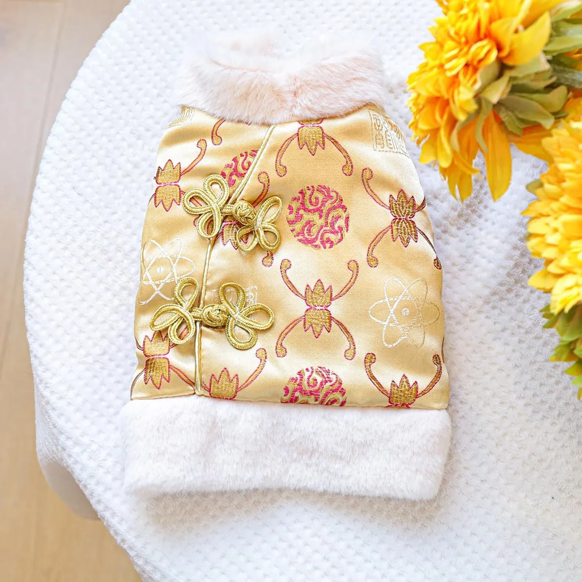 Puppy Cute Chinese Style Clothes Dog New Year Costume Cold Weather Dog Cozy Warm Christmas Outfits Small Dog Winter Fleece Lined Coats Chihuahua Yorkie Pajamas Clothes Holiday Birthday Dog Coats