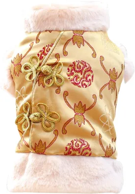Puppy Cute Chinese Style Clothes Dog New Year Costume Cold Weather Dog Cozy Warm Christmas Outfits Small Dog Winter Fleece Lined Coats Chihuahua Yorkie Pajamas Clothes Holiday Birthday Dog Coats