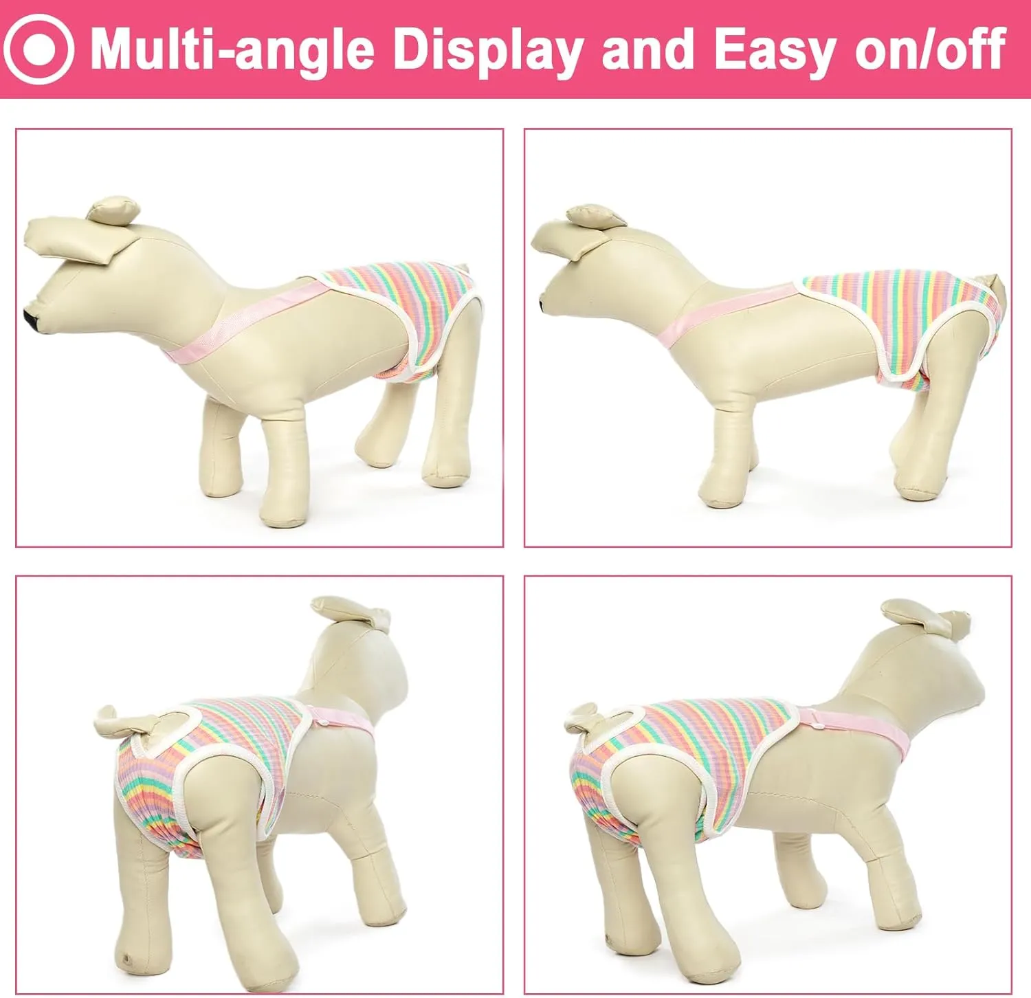 QBLEEV Dog Diapers Female Washable Sanitary Pantie with Adjustable Suspender, Reusable Doggie Period Panties, Pet Underwear Diaper Jumpsuits for Male Dogs in Heat, Puppy Diapers for French Bulldog M