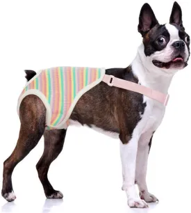 QBLEEV Dog Diapers Female Washable Sanitary Pantie with Adjustable Suspender, Reusable Doggie Period Panties, Pet Underwear Diaper Jumpsuits for Male Dogs in Heat, Puppy Diapers for French Bulldog M