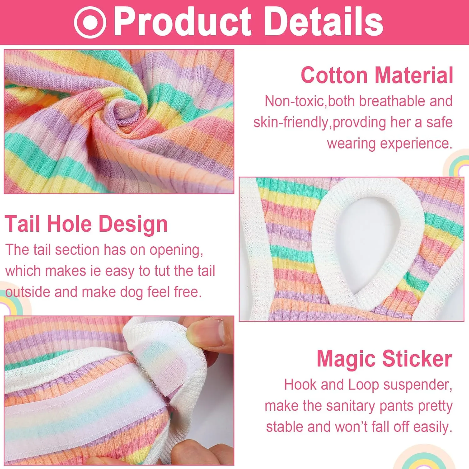 QBLEEV Dog Diapers Female Washable Sanitary Pantie with Adjustable Suspender, Reusable Doggie Period Panties, Pet Underwear Diaper Jumpsuits for Male Dogs in Heat, Puppy Diapers for French Bulldog M