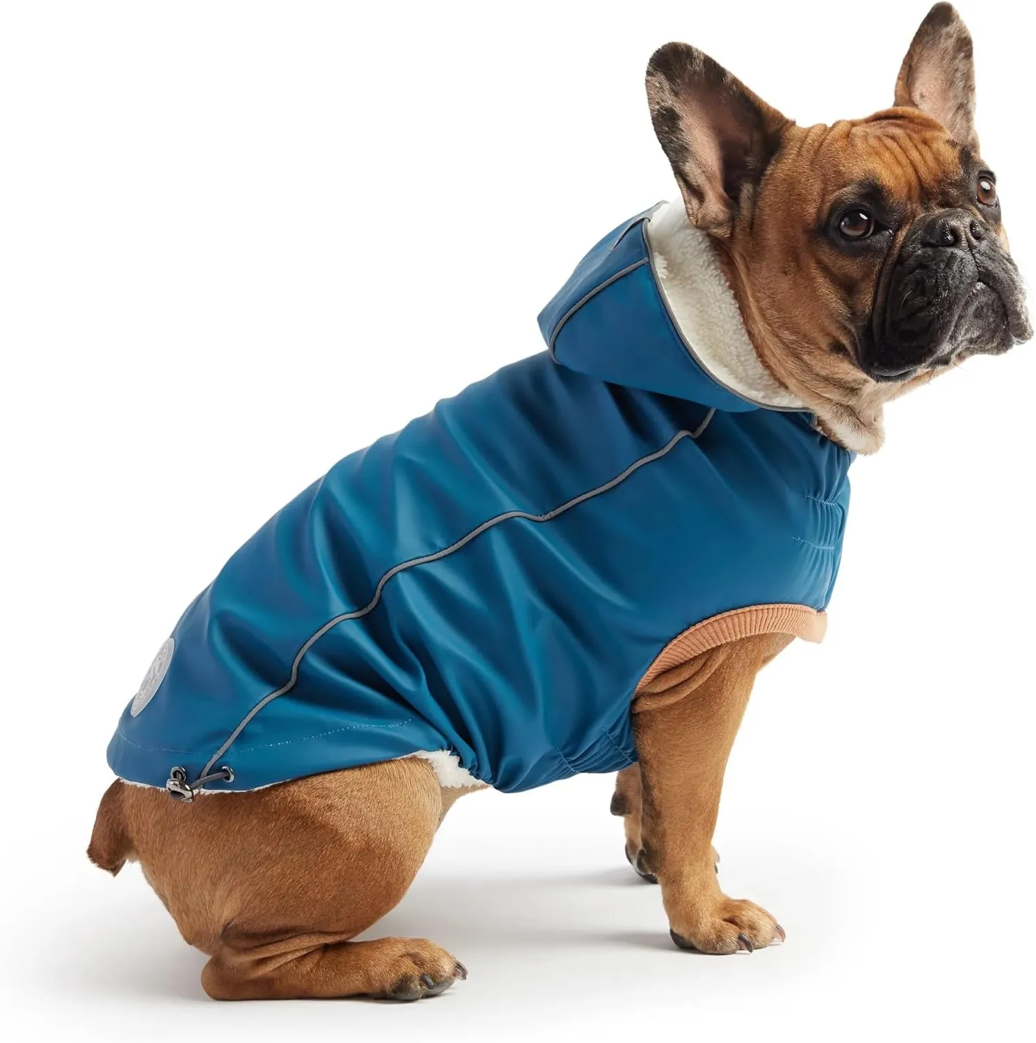 Raincoat for Dogs | Insulated & Reflective Waterproof Dog Rain Coat Jacket with Adjustable Hood, Neck, Chest | Comfortable & Easy-On Dog Rain Coats for Pets - Dark Blue - Large