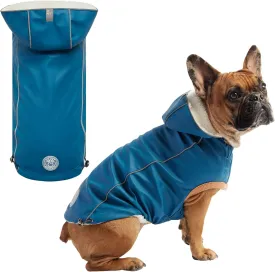 Raincoat for Dogs | Insulated & Reflective Waterproof Dog Rain Coat Jacket with Adjustable Hood, Neck, Chest | Comfortable & Easy-On Dog Rain Coats for Pets - Dark Blue - Large