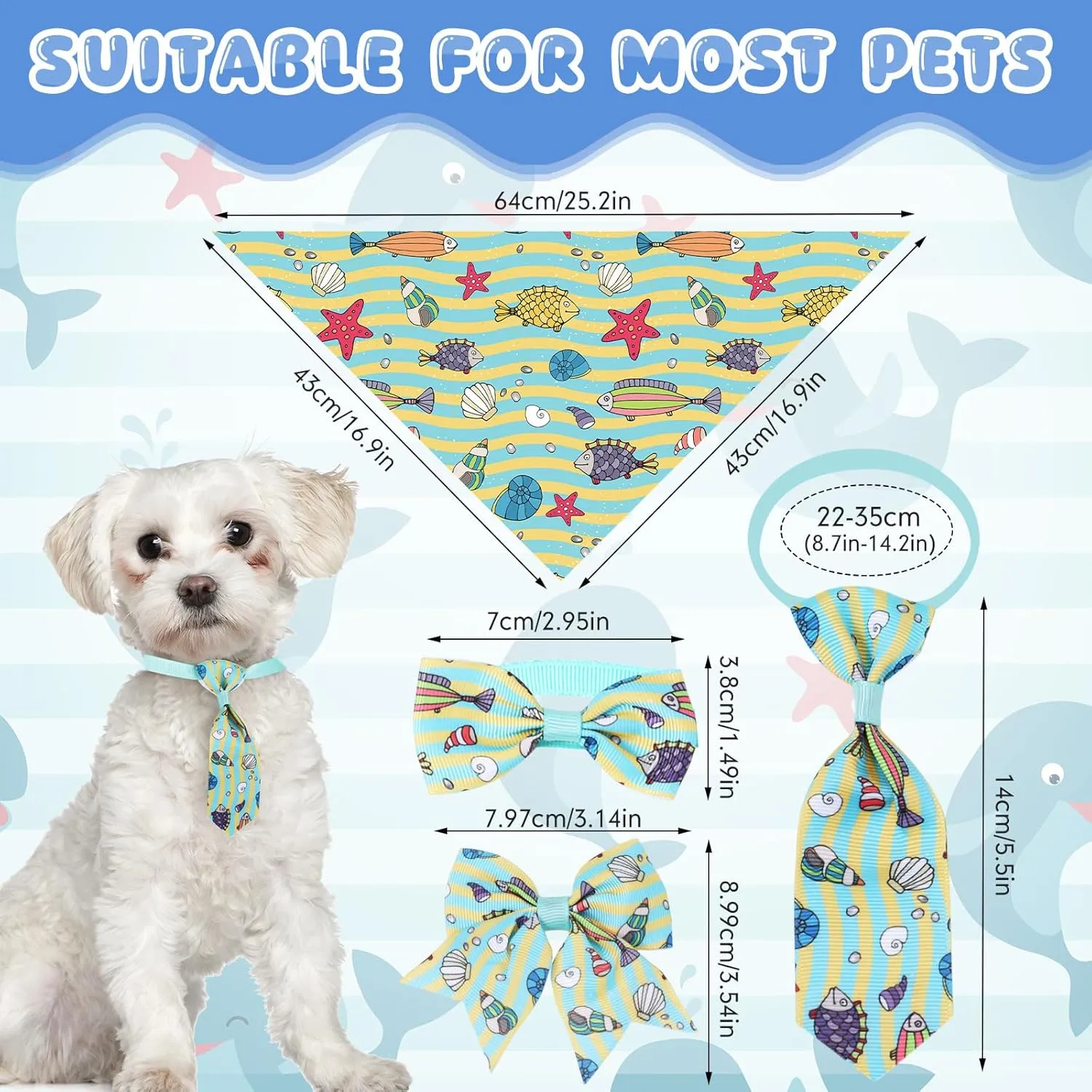 Reginary 120 Pcs Ocean Animals Dog Bandanas Bulk Dog Bows Set Bow Ties Cat Scarf Colorful Washable Triangle Pet Kerchief Cute Bib for Summer Small Medium Large Pets Grooming Accessories Costume