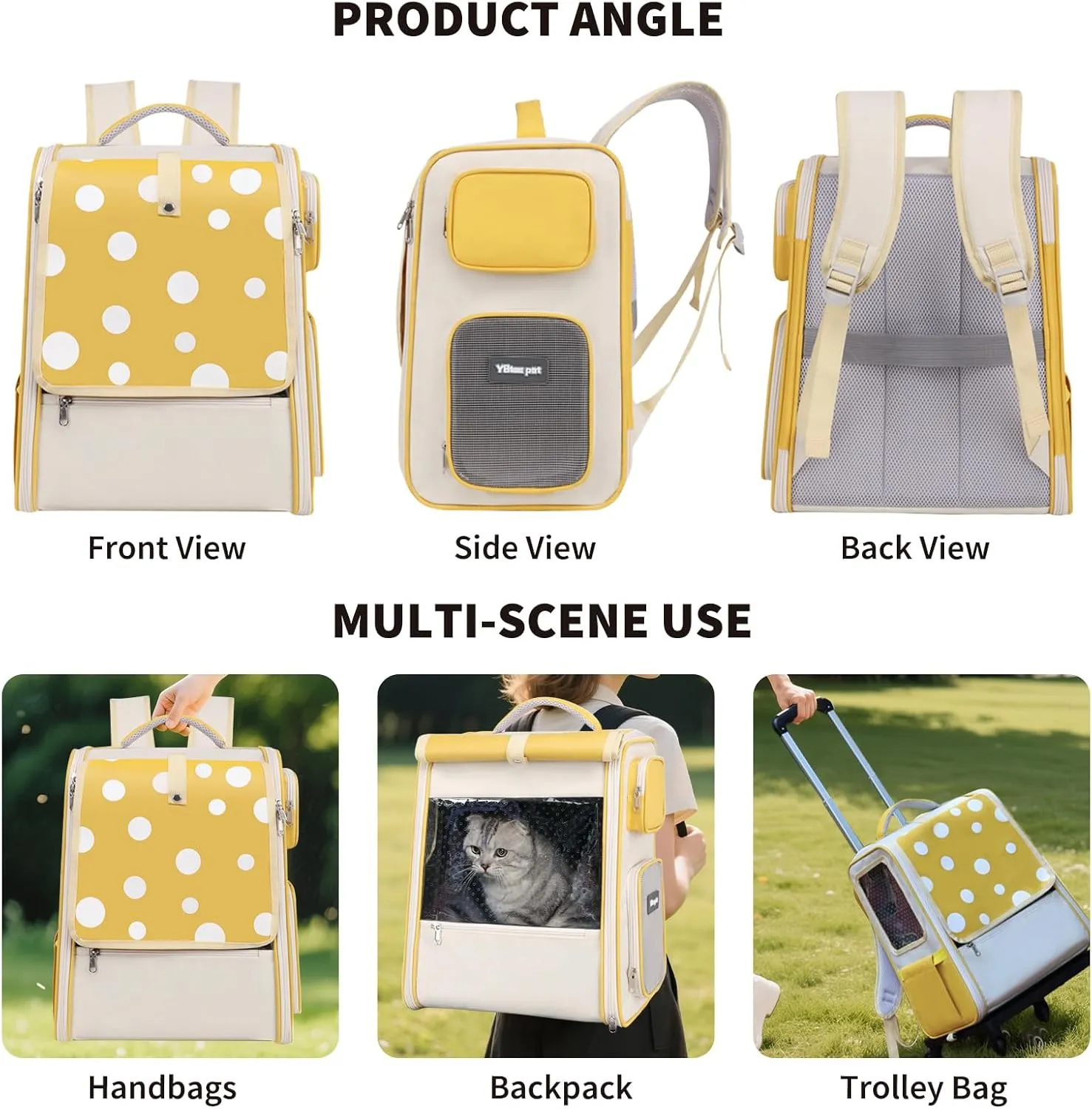 Rolling Pet Carrier Backpack with Wheels for Under 16.5LBS, Large Soft Sided Wheeled Dog Carrier with Removable Mat,Cat Travel Carrier Airline Approved for Small Dogs and Medium Cats,Sky Blue