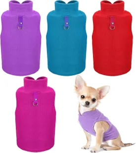 SATINIOR 4 Pieces Dog Polyester Warmer Vest Sweater Warm Pullover Jacket with D-Ring Leash Cold Weather Coat Hoodie for Small and Medium Dogs(M,Purple, Blue, Rose, Red)
